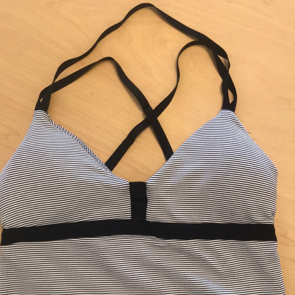 Striped crossback workout tank top!